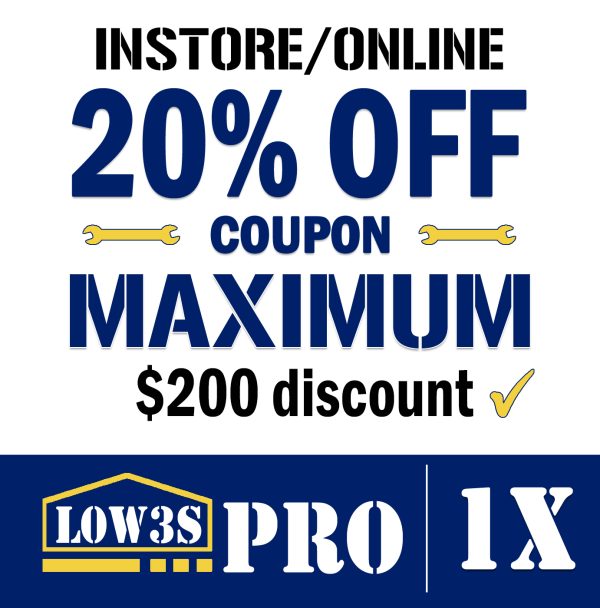 Lowe’s for Pros coupon – $20 off $100 purchase, in-store or online
