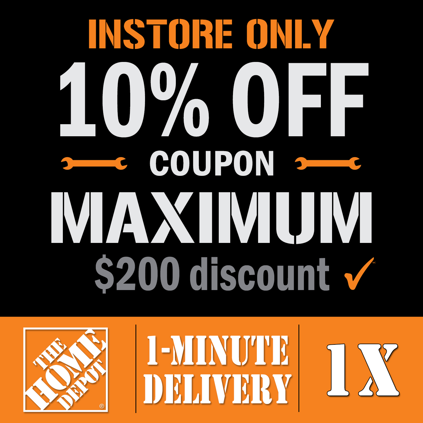 Home Depot Coupon Save 10 off instore orders. Instant Email Delivery